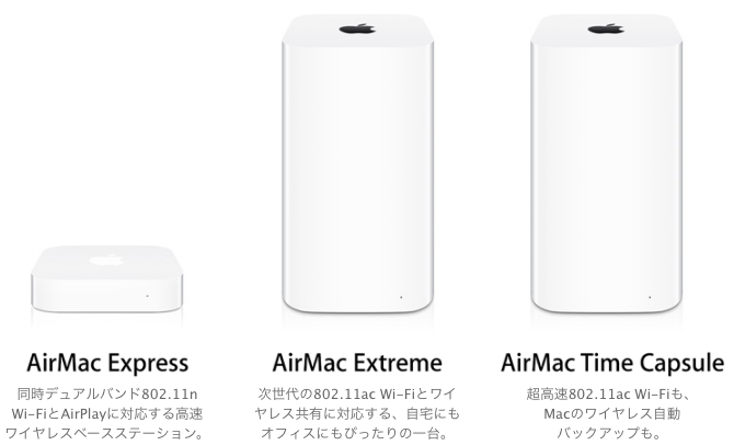 新しいMacBook Proを買う前に、無線LAN環境を最新にアップデートしたいので、新旧AirMacの性能差について調べてみました。